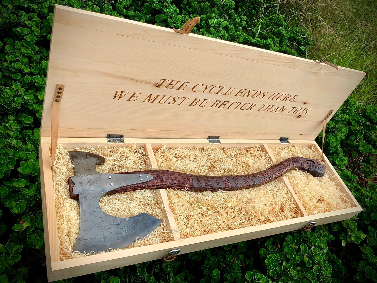 Leviathan Kratos Axe: Carbon Steel Blade Replica Handmade