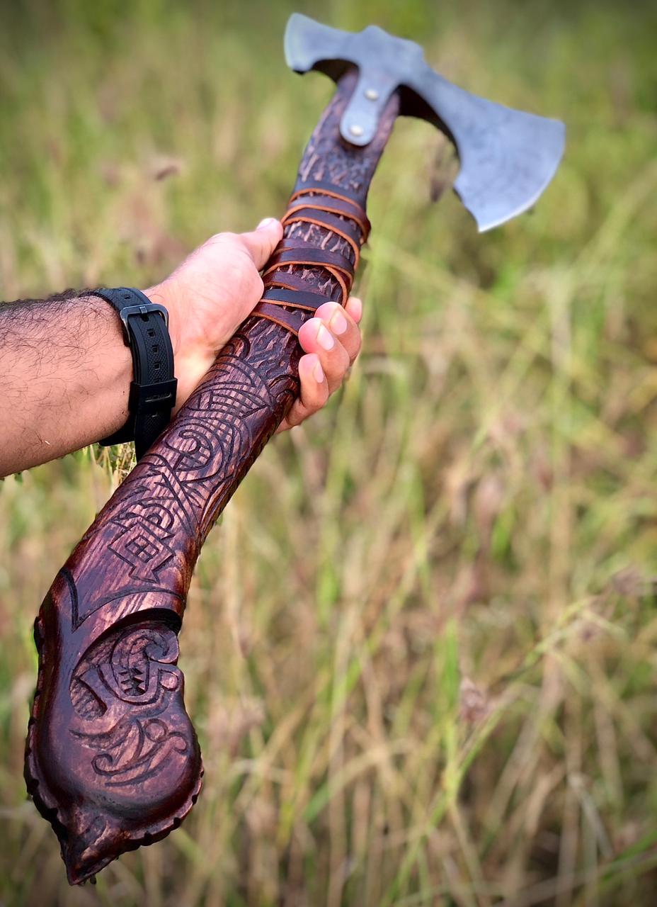 Leviathan Kratos Axe: Carbon Steel Blade Replica Handmade