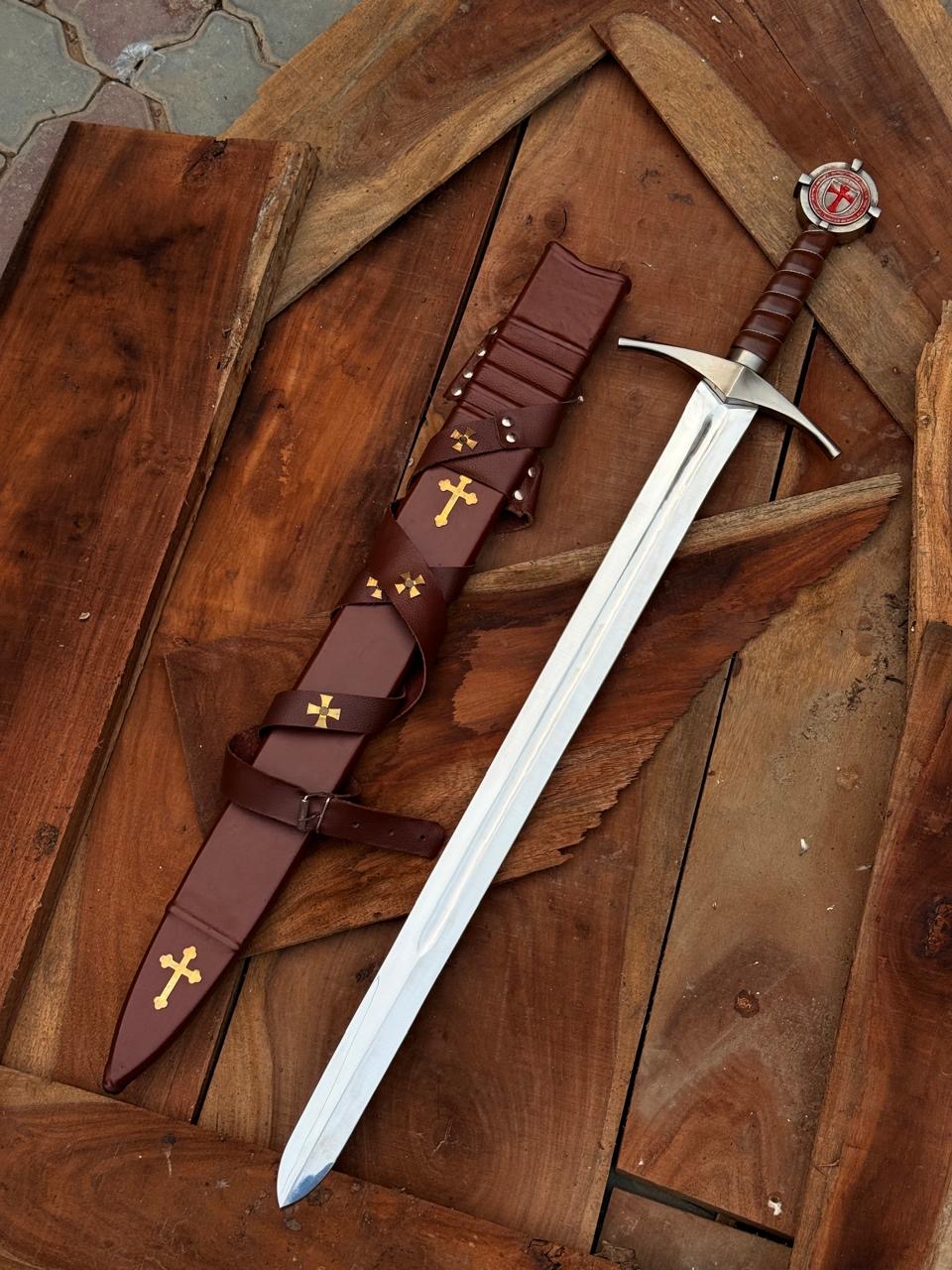 Knights Templar Sword with Scabbard | Handmade Crusader Longsword