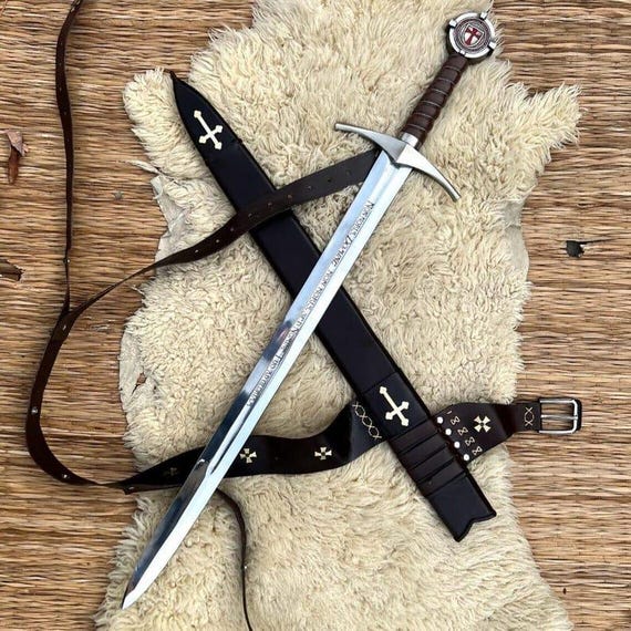 Knights Templar Sword with Scabbard | Handmade Crusader Longsword