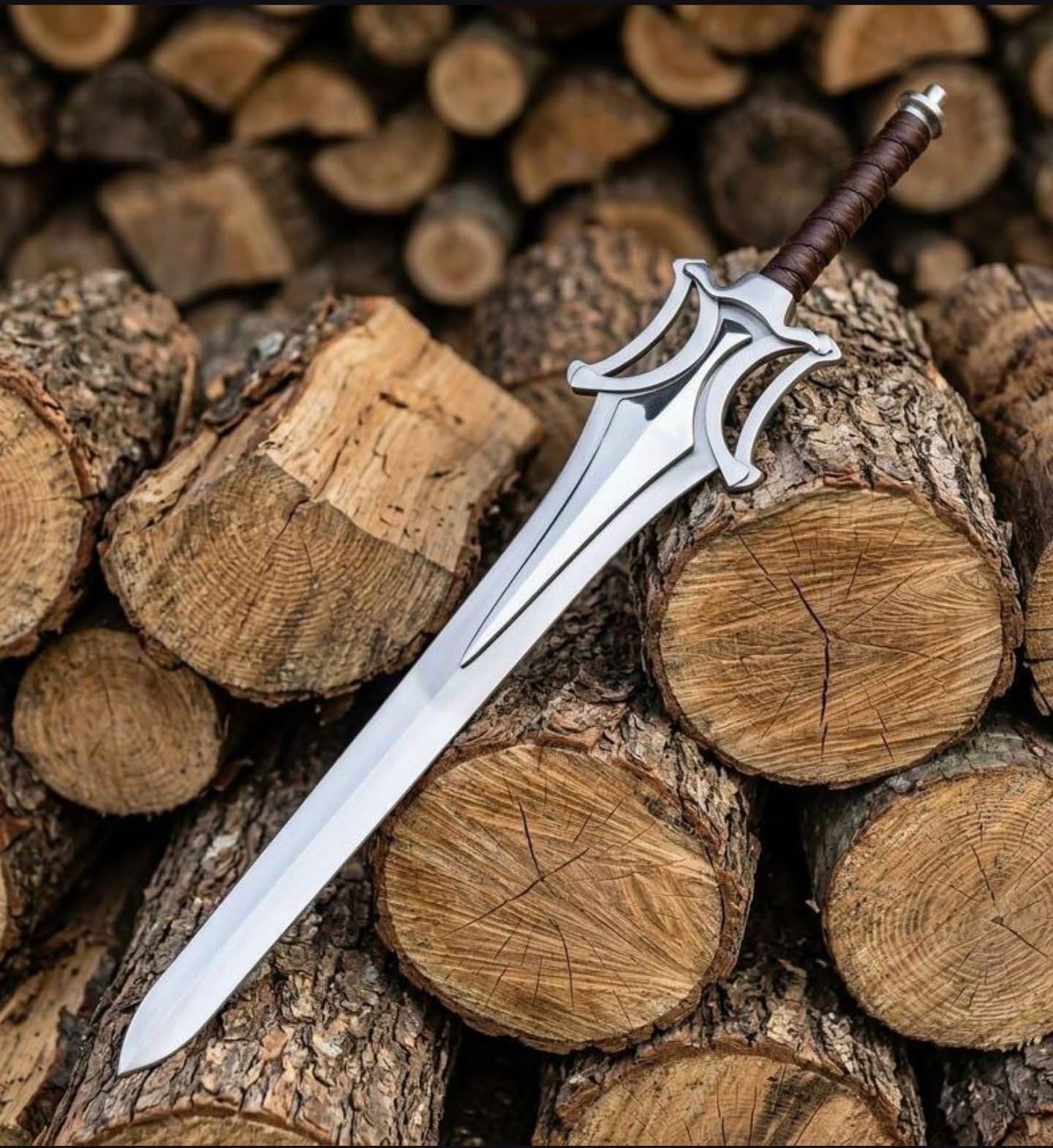 Custom Handmade He-Man Power Sword Replica - Masters of the Universe Fantasy Sword | Leather Wrapped Handle | Cosplay & Display Sword