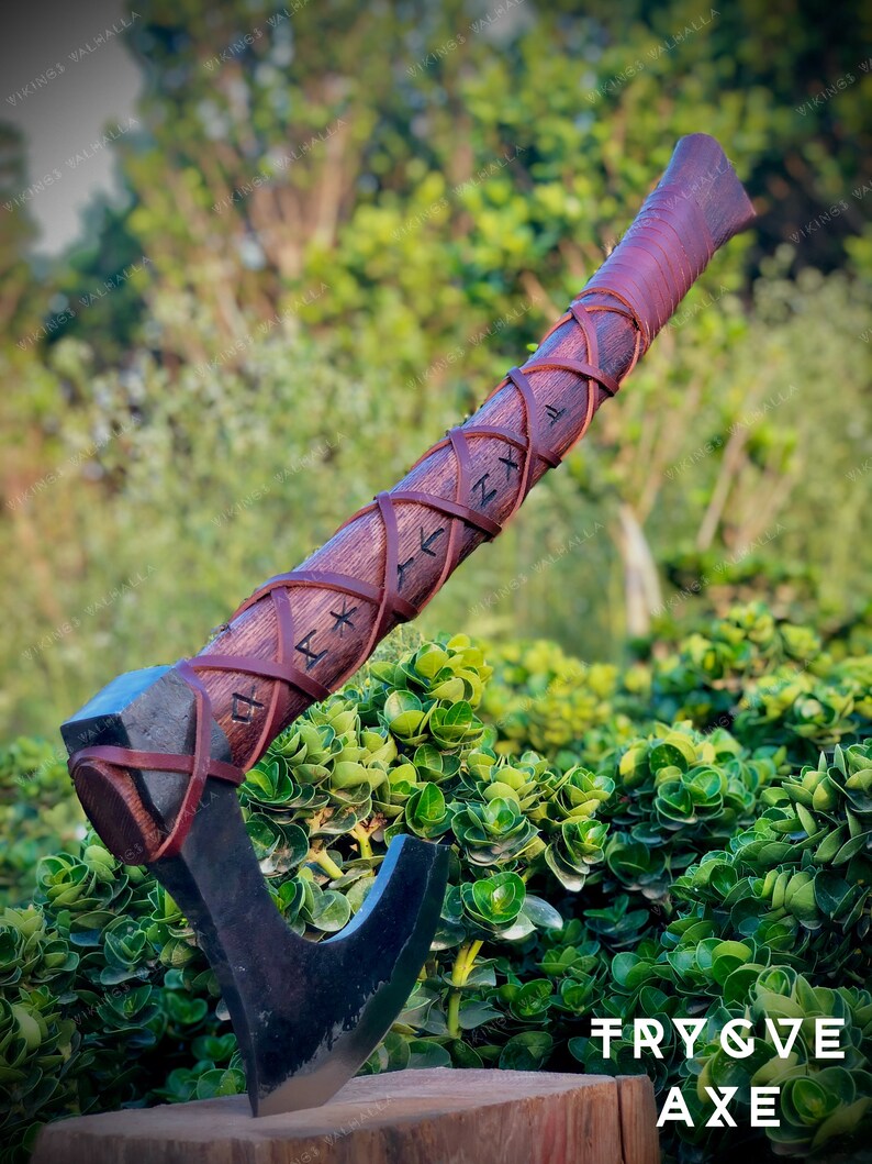TRYGVE Viking Axe - Hand Forged Bearded Axe with Custom Engraved Wooden Box - Personalized Norse Axe - "Better to Fight and Fall..." Gift For Him
