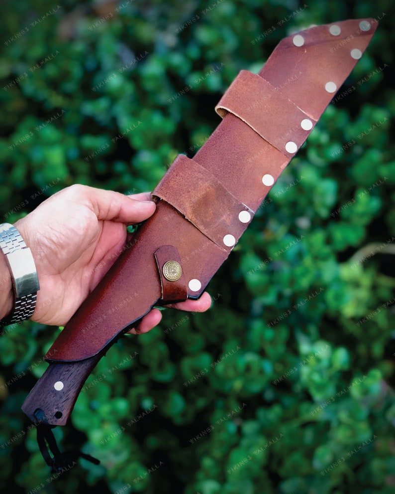 Custom Tanto Seax Knife - Handmade High Carbon Steel Fixed Blade Knife with Horizontal Leather Sheath